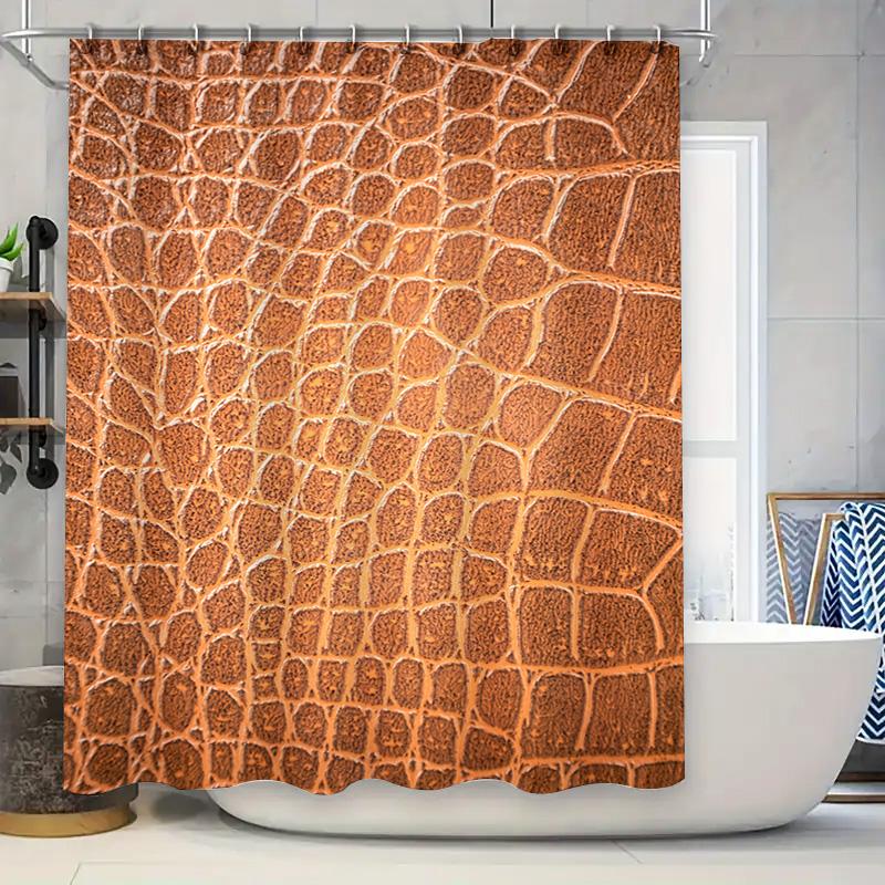 

Шторки для душа с крупным принтом Современный декор для ванной комнаты с узором крокодиловой кожи Ржаво-оранжевая шторка для душа для украшения дома ( 90x180cm