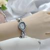 Ladies Bracelet Watch Faux Pearl Oval Dial Watch Women Vintage Quartz Wristwatch Elegant Dress Watch for Party Date