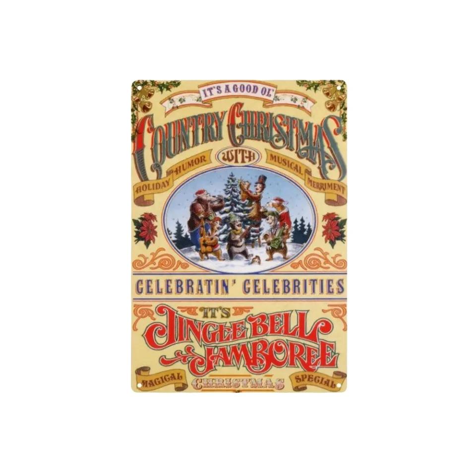 Vintage Metal Poster Christmas Elf Metal Tin Signs Posters Plate Colorful Visual Effect Wall Art for Cafe Bar Office Club Par