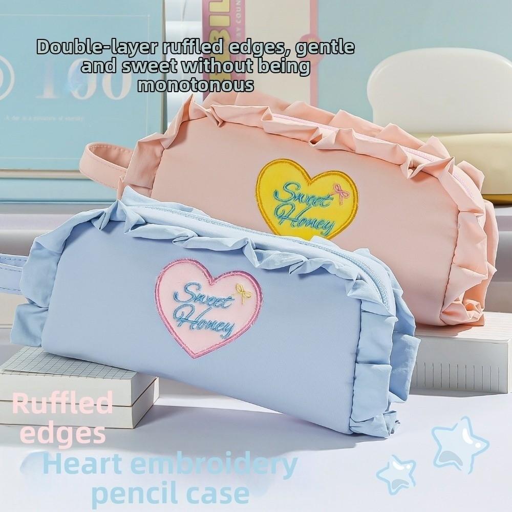 Love Heart/Flower Korean Style Pen Bag Y2k Print Cloth Stationery Bag Student Girl Boy