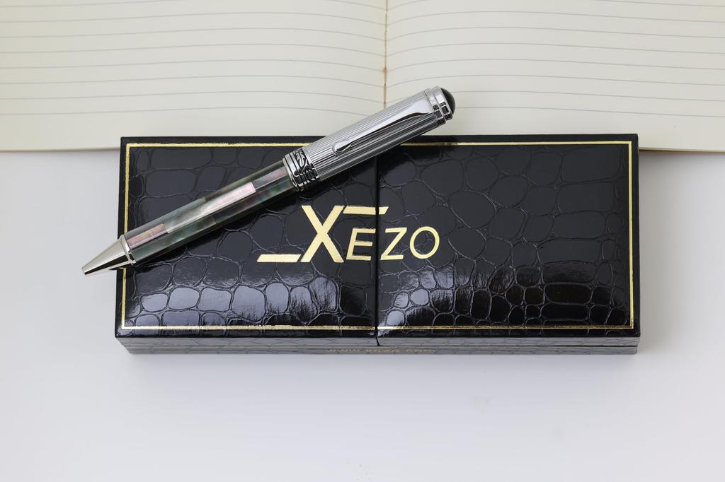 Xezo Maestro Twist Action Ballpoint Medium Black Chrome Limited Individually Pen, Point. Mother-of-pearl, Plated. Handcrafted, Edition, Numbered.