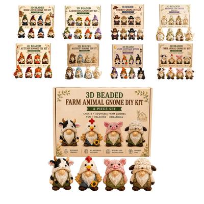 Kit DIY de Résurrection de Pâques Perlé 3D Ensemble de Quatre Pièces Figurine de Gnome Miniature Kit de Loisirs Créatifs pour Art sur Perles Fait Main et Projets de Décoration d'Intérieur Créatifs