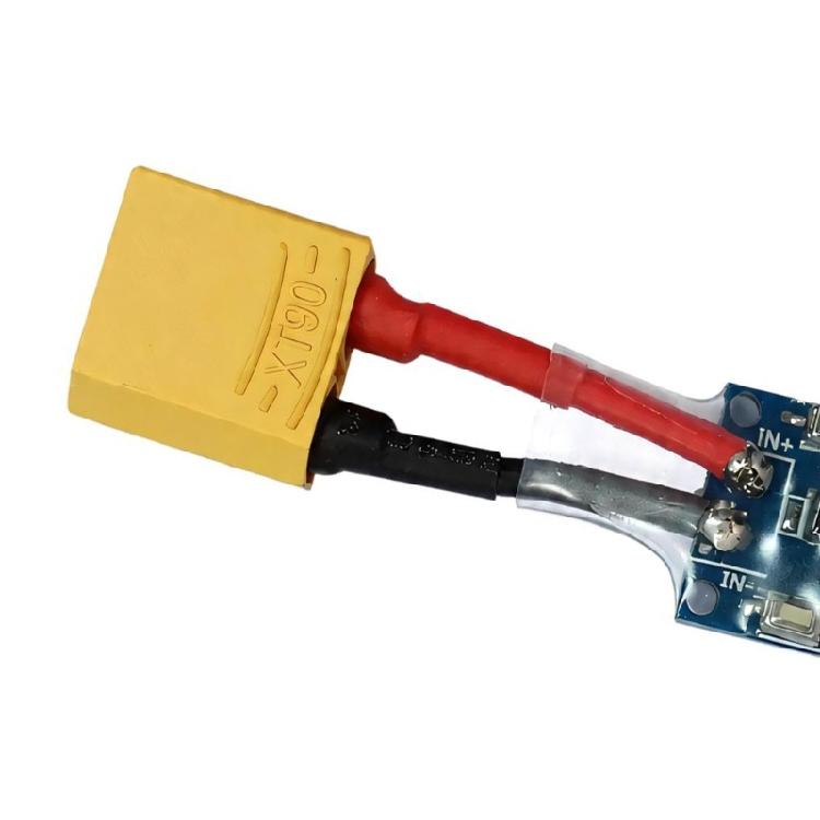 5V, 2A USB Power Cable with XT90 Male Battery Input, Digital Input Readout, and USB-A Female Output for Direct Battery Power Conversion
