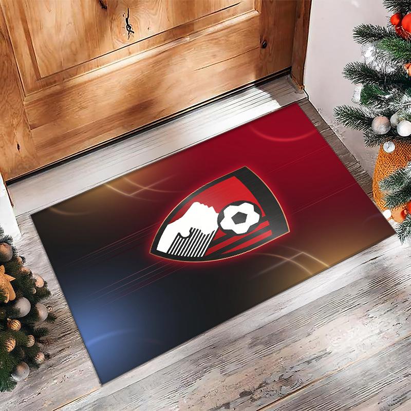 Tappeto in Velluto di Cristallo con Stampa del Bournemouth Football Club, Comodo Assorbente d'Acqua Antiscivolo Tappeto per Pavimenti Interni