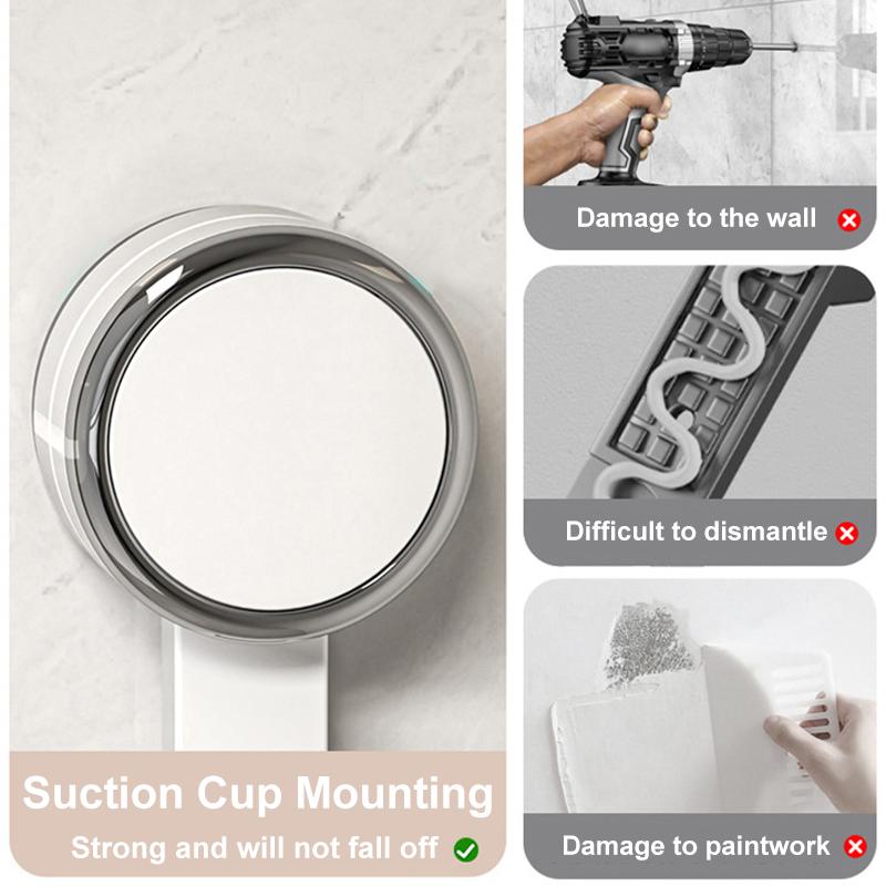 Rotating Suction Cup Storage Rack Wall Mounted Storage Shelf for Kitchen Bathroom Shampoo Shower Gel Holder Household Organizers