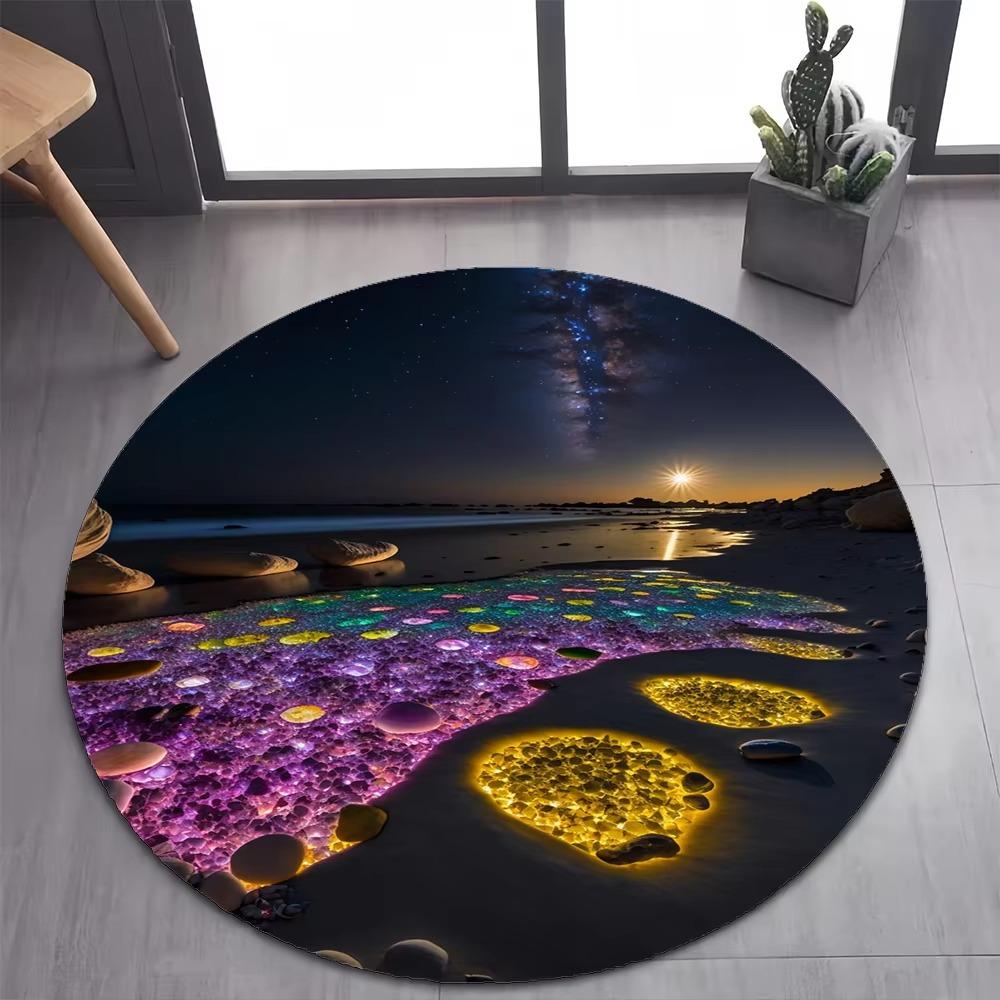 New Style Colorful Pebble Rainbow Road Beach Stone Round Carpet Rug for Bedroom Living Room Decoration Pet Decor Floor Mat Ins