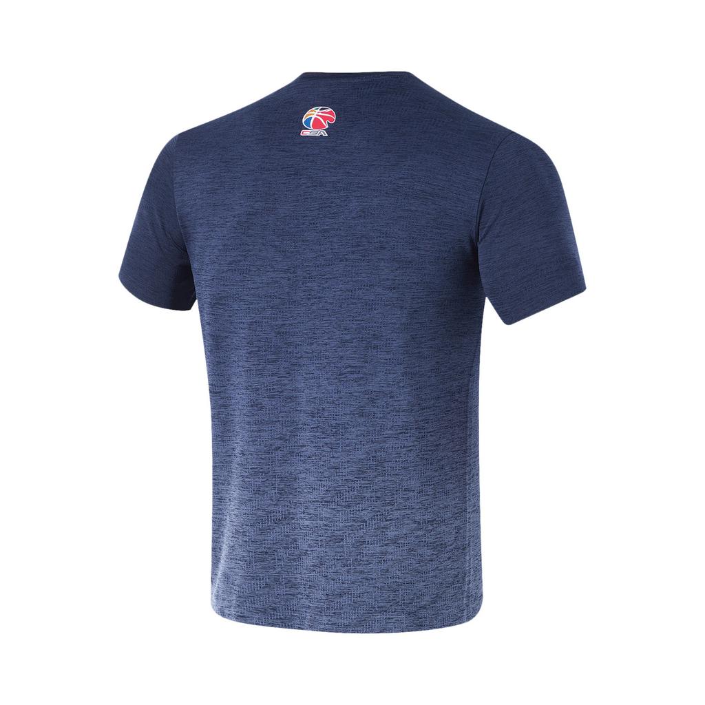 Li-Ning Comfortable Simple Breathable Outdoor Casual Fitness Short Sleeve T-Shirt Men Tops Deep-Navy-Blue Sky-Blue-Gradient AHSU817-3