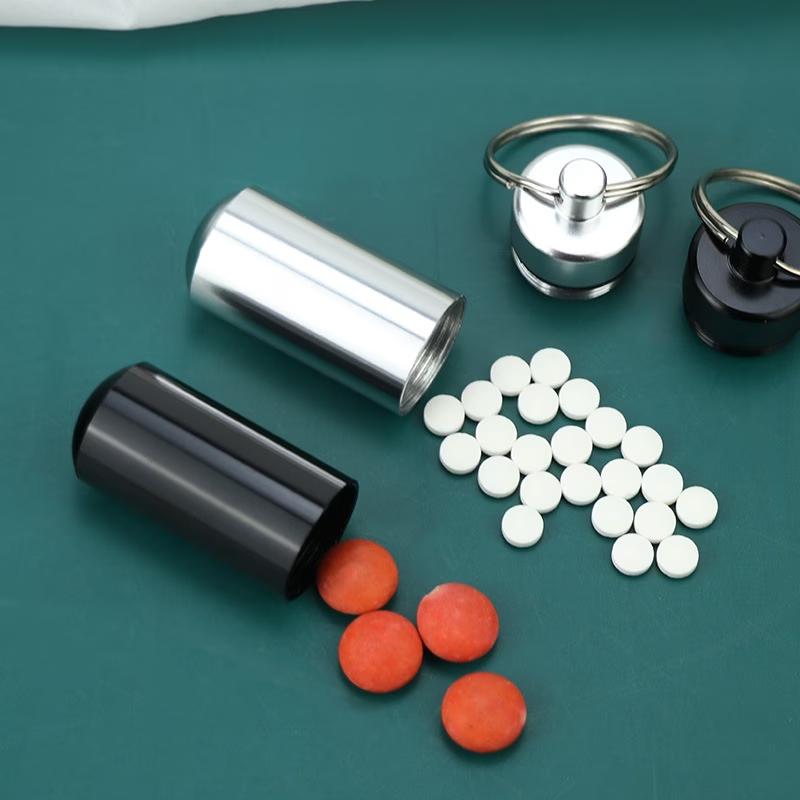 1 Pack Small Metal Pill Container, Sealed Moisture-Proof Portable Mini Medicine Bottle, Daily Medication Storage Organizer