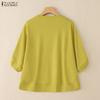 ZANZEA Women Casual Round Neck Solid Color 3/4 Sleeve Loose T-Shirts
