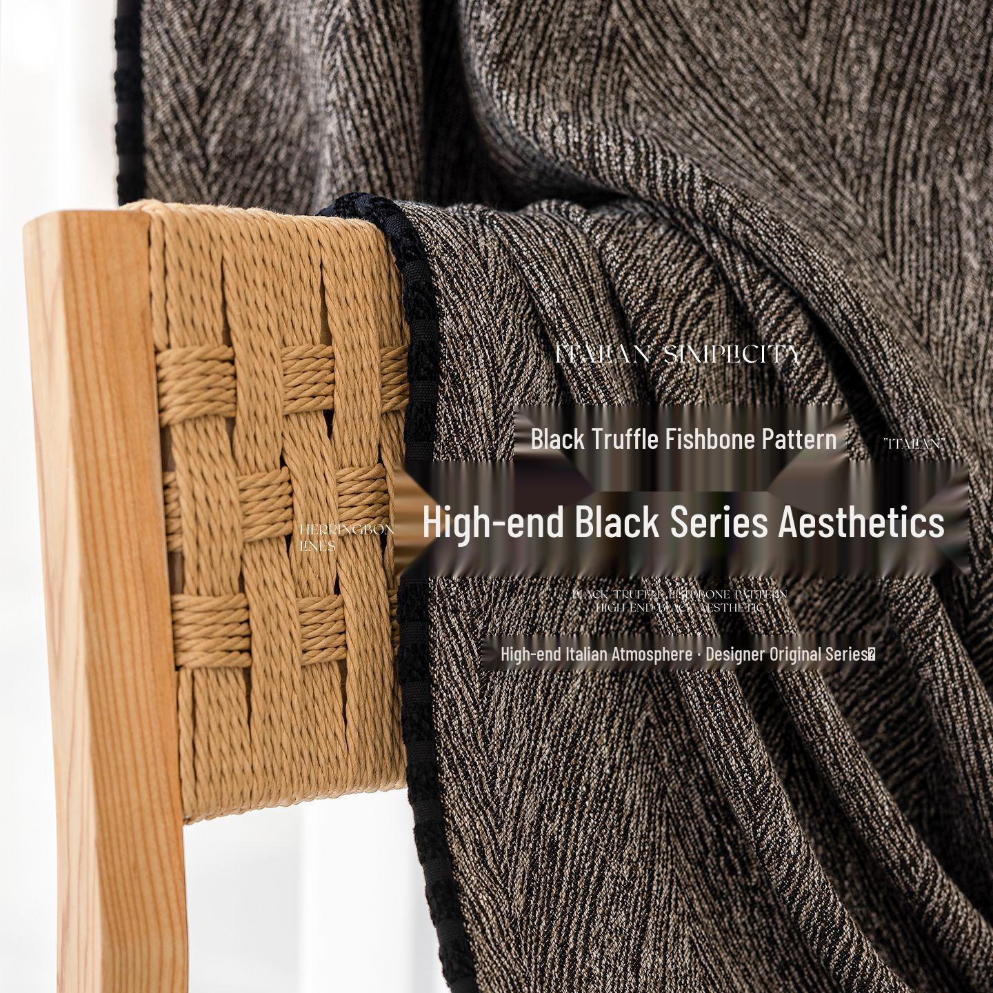 Italian Black Truffle Luxury Blackout Curtains – Cotton Linen for Bedroom & Living Room, Minimalist Design, Custom Finished. Unprocessed Fabric Whole (60m+)/(per m)