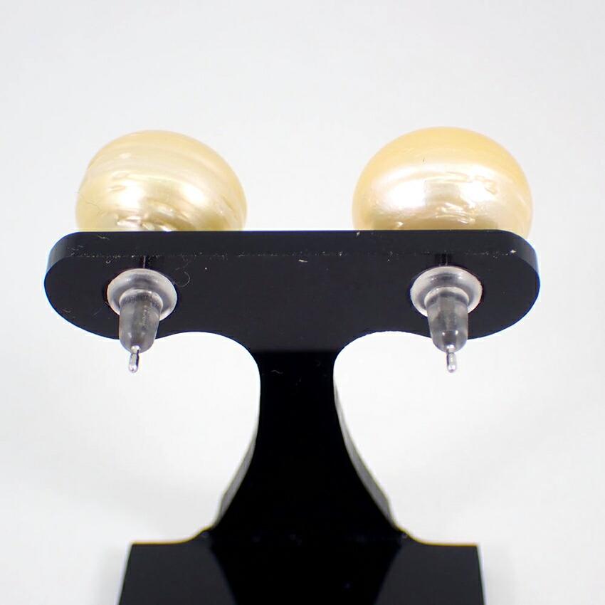 [Used] Pt900 South Sea White Pearl (Golden Pearl) Earrings/g438-63