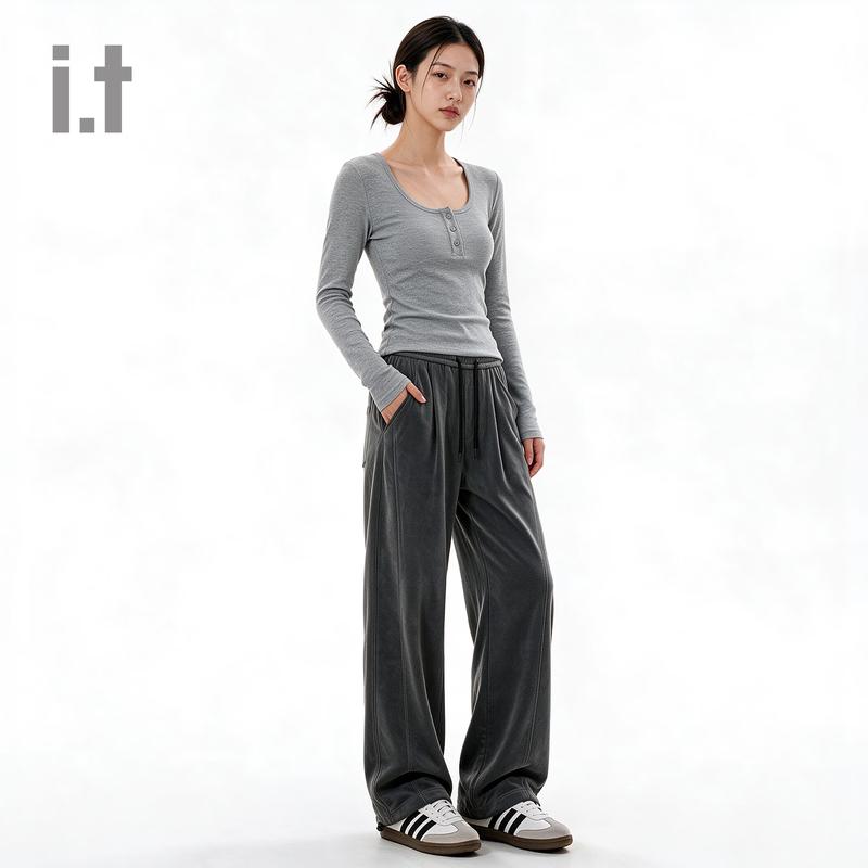 CHOCOOLATE Unisex Wide-Leg Clean-Fit Streetwear Jeans