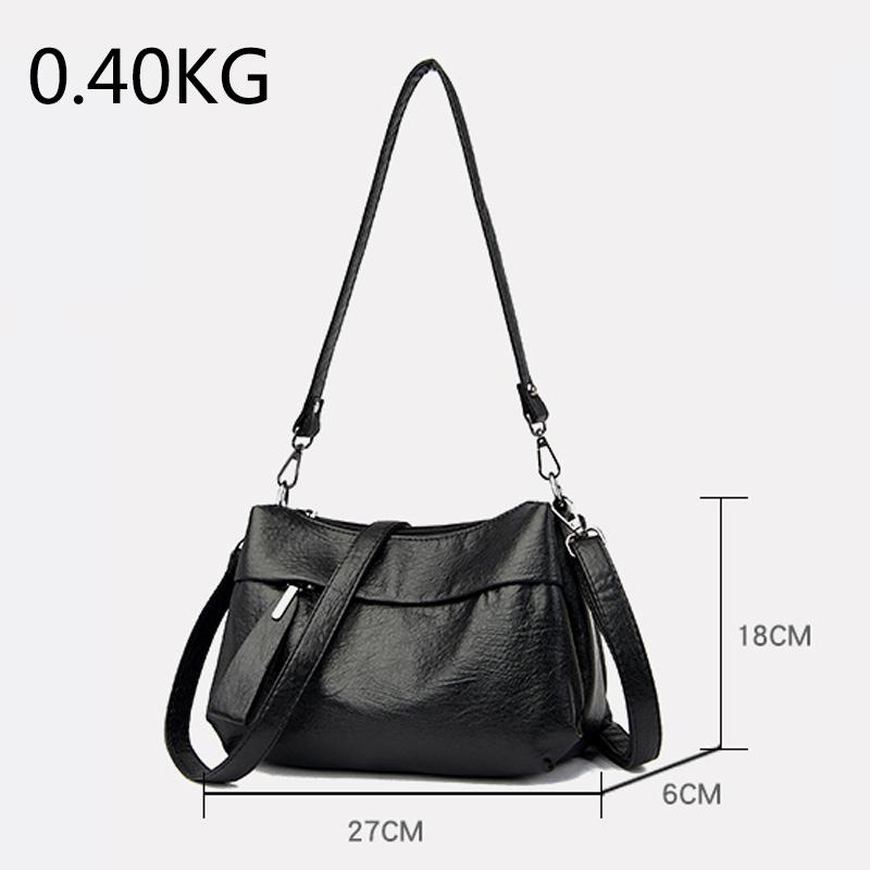 Трехслойные женские сумки на плечо большой вместимости, однотонные простые женские сумки-мессенджеры из мягкой кожи, легкие маленькие сумки в стиле ретро