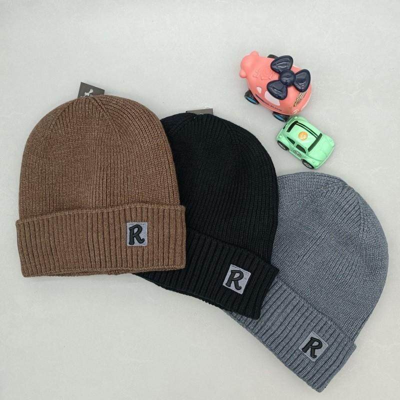 Letter R Printing Knitted Hat Solid Color Beanie Caps Windproof Gifts Fashion