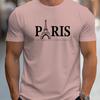 Summer Loose Size PARIS Letter Print T-shirt Casual and Comfortable Round Neck Short Sleeve T-shirt Men's Cotton Short Sleeve