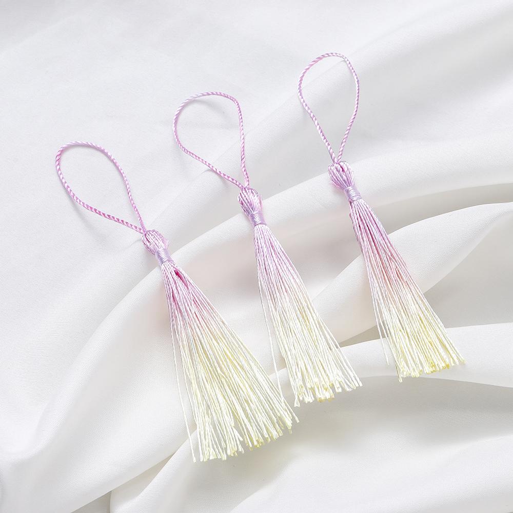 10Pcs Gradient Color 13cm Tassels Polyester Silk Tassel Fringe Crafts Jewelry for Diy Jewelry Making Pendant Decor Bookmark