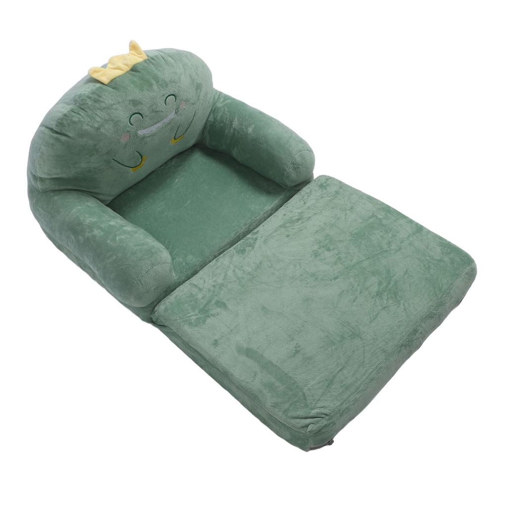 Kinder Sofa Cartoon Grüner Dinosaurier Faltbar Breiter Griff Weich Atmungsaktiv Kleinkind Stuhl zum Lesen Entspannen Schlafen