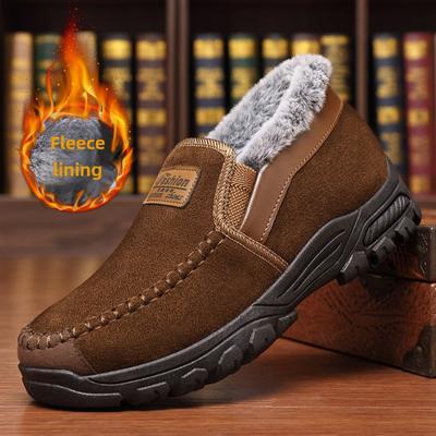 Zapatos de Felpa de Invierno Cálidos y Peludos Engrosados Zapatos para Hombres de Mediana Edad y Mayores Antideslizantes Casuales para Hombre