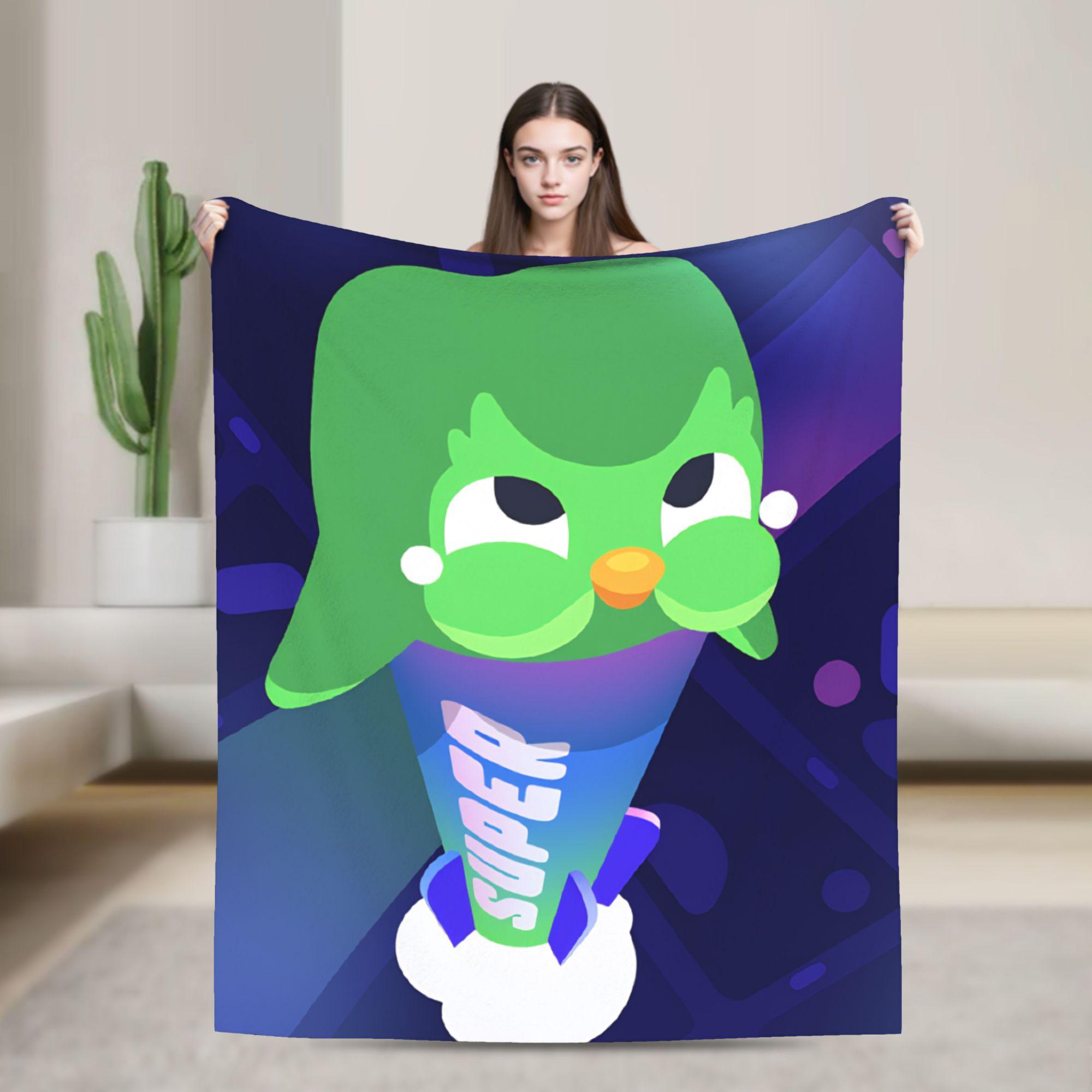

Soft Warm Blanket Picnic Cartoon Spirit Duolingos Throw Blanket Flannel Bedspread For Living Room Print Sofa Bed Cover 75x90cm