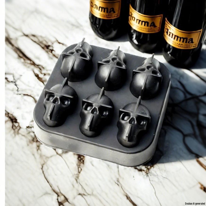 Silicone Skull Ice Cube Tray – Four-Connected Creative Halloween Mold