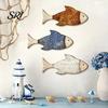 Eco-friendly Wall Decor 3 Pcs Rustic Wood Fish Art Beach Nautical Hanging Living Room Ocean Sculpture for Home Bathroom Solid