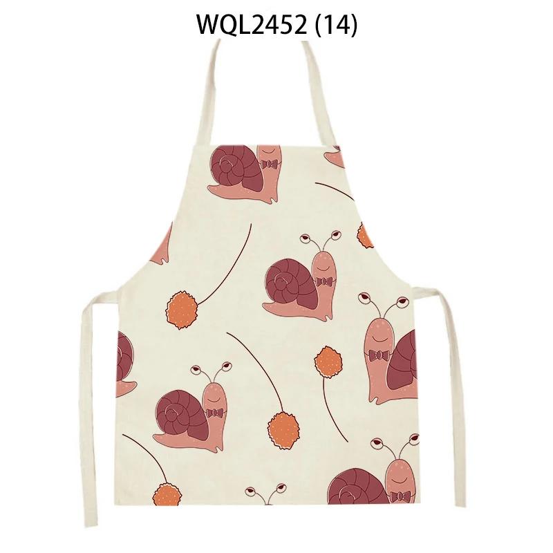 Animal Snail Rabbit Printing Apron Adult Kids Sleeveless Kitchen Apron Linen Cooking Baking Accessories Apron Cleaning Tool