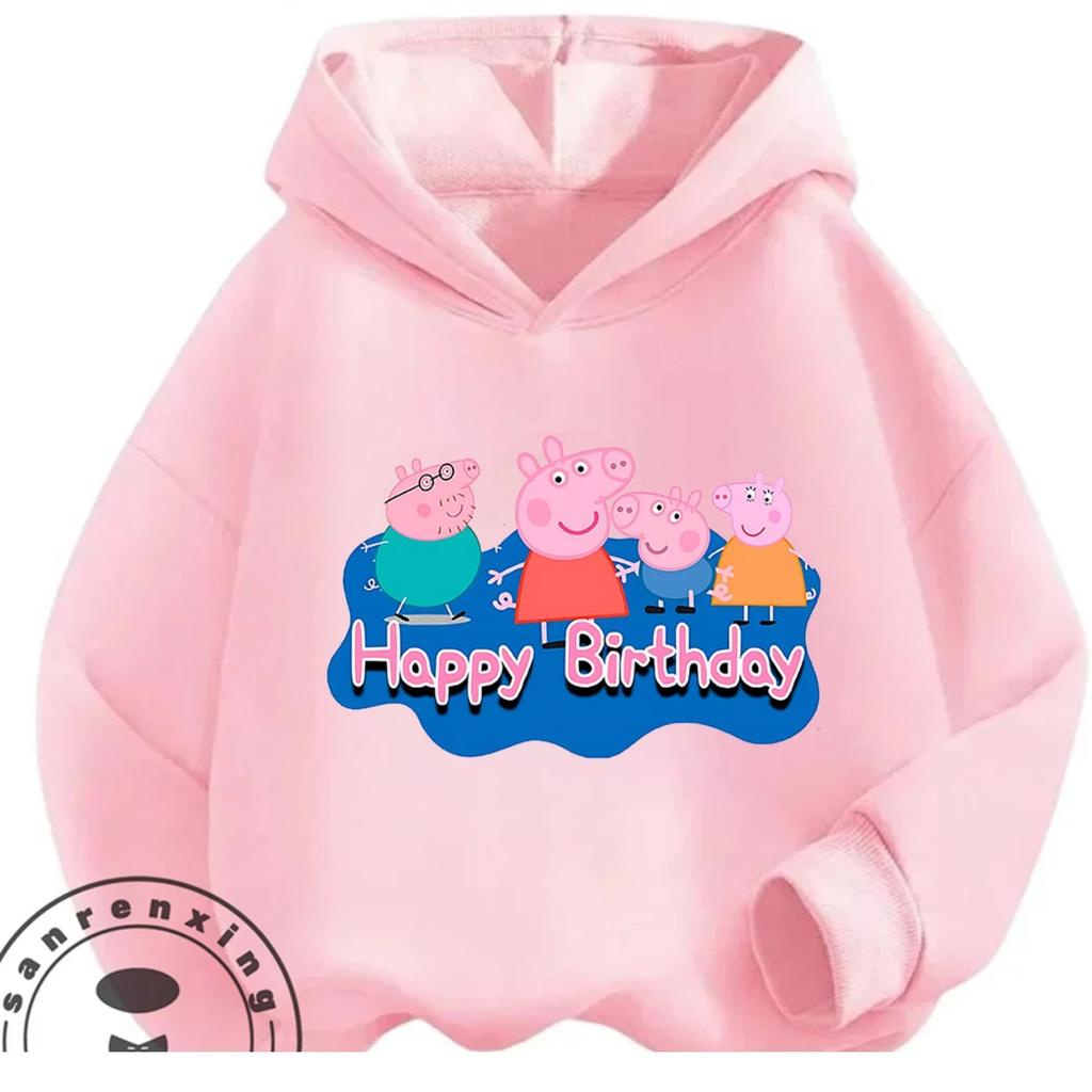 Cute Casual Hoodie Winter Cartoon Print Street Fashion Youth Apparel Peppa Pig Boys Girls