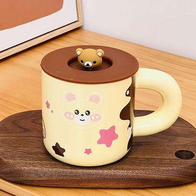 Tazza in Ceramica Carina Cartone Animato Tazza di Alto Valore per la Casa con Coperchio Tazza per l'Acqua Tazza per Bambini Souvenir