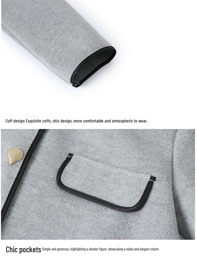 Double-Sided Wool Coat for Petite Middle-Aged Women - Spring & Autumn Style
