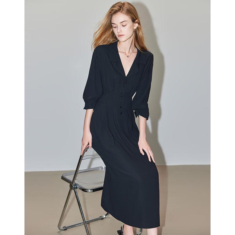 Demana Modern Romance French Style Pleated A-Line Midi Dress S