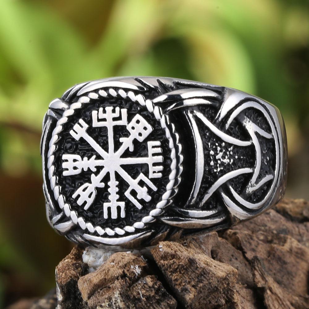 Personalized Vintage Cross Viking Men's Titanium Steel Ring Daily Party Jewelry Gifts