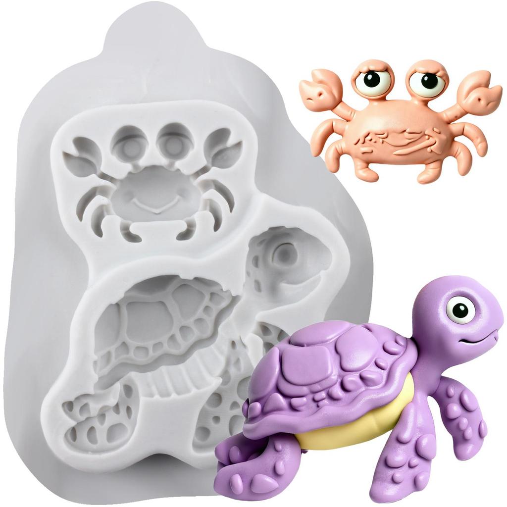 Mermaid Dolphin Silicone Mold Fish Turtle Crab Octopus Seahorse Molds Cake Decorating Tools Cupcake Topper Candy Resin Clay Chocolate Gumpaste Mold