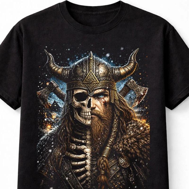 Viking Skeleton Warrior Norse Gothic Valhalla Unisex TShirt S