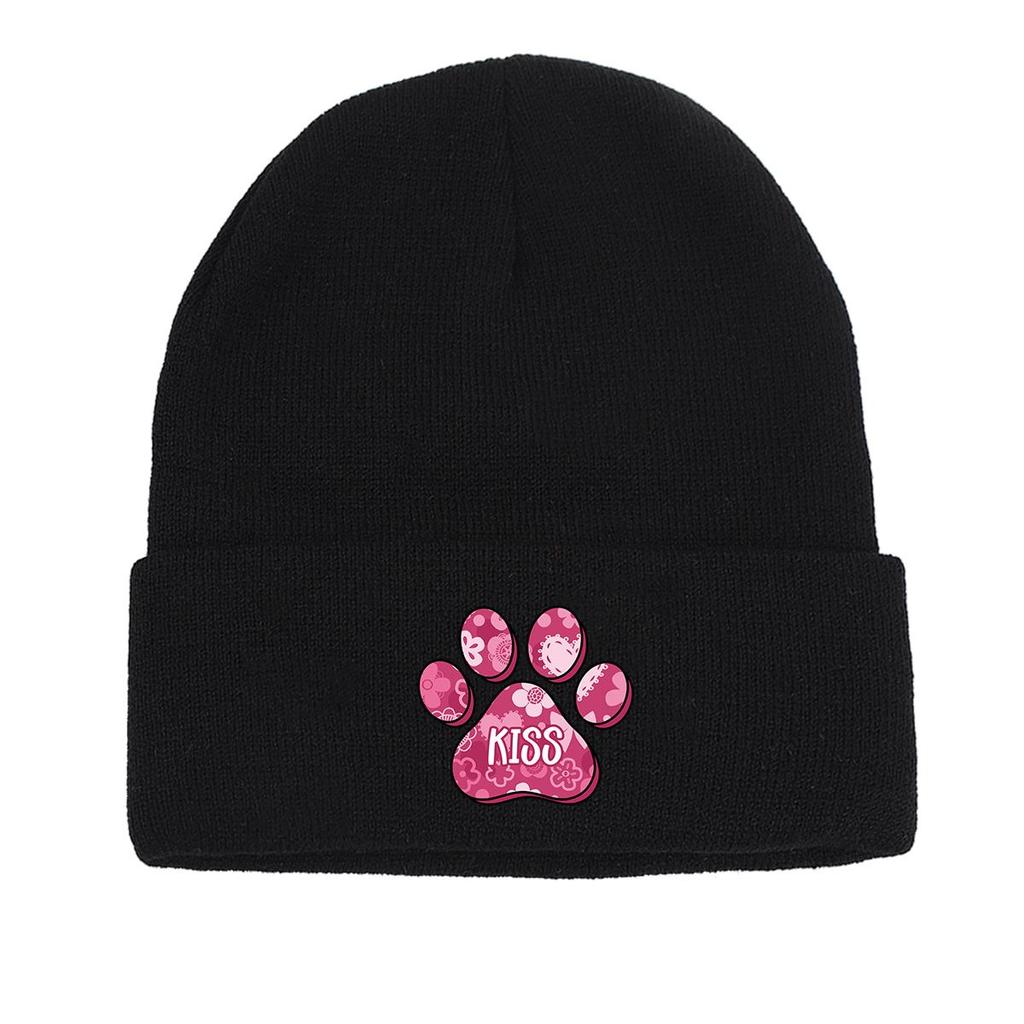 Dog Cat Paw Print Heart Knit Hat Beanie, Valentine's Day "XOXO LOVE KISS", 8 Patterns 10 Color 80 Different Caps, Cozy Stylish Knitted Cap Beanie