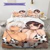 Anime-Muster Bettwäsche Steppbettdecke Set Bettbezug Kissenbezug Heimdekoration Geburtstagsgeschenk (1 Bettbezug + 2 Kissenbezüge, ohne Füllung)