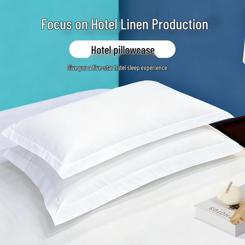 Five-Star Pure Cotton White Sateen Hotel Pillowcase 40x40 Stripe Sateen 58x88/1