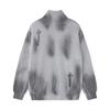 Mens Oversized Stand Collar Knit Cardigan With Distressed Tie-Dye Effect Streetwear Winter Sweater