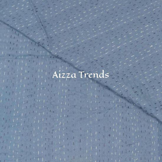 Aizza Trends Cuvertură Kantha din bumbac pur lucrată manual - Pătură decorativă tradițională indiană-Cuvertură vintage din sari de mătase de bumbac