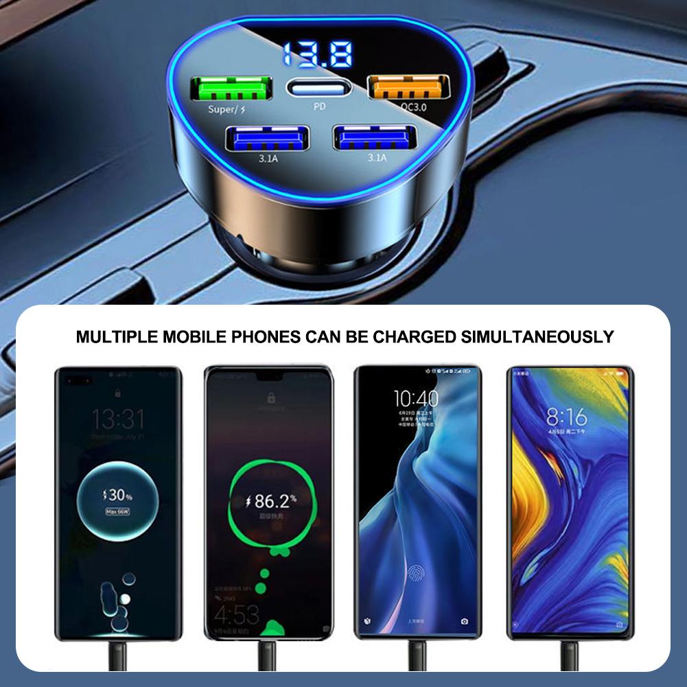 Car Heart-shaped Charger USB Type C Super Fast Charging In Car with LED Voltage Monitor for Smart Phones