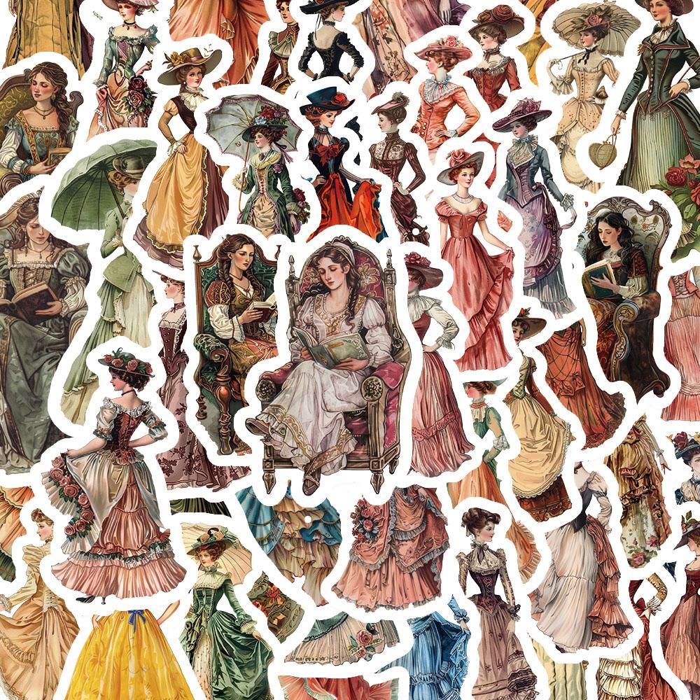 

50Pcs Vintage Elegant Noble Lady Stickers for Mobile Phones Laptops Cups Photo Frames DIY Decorative Stickers 50Pcs