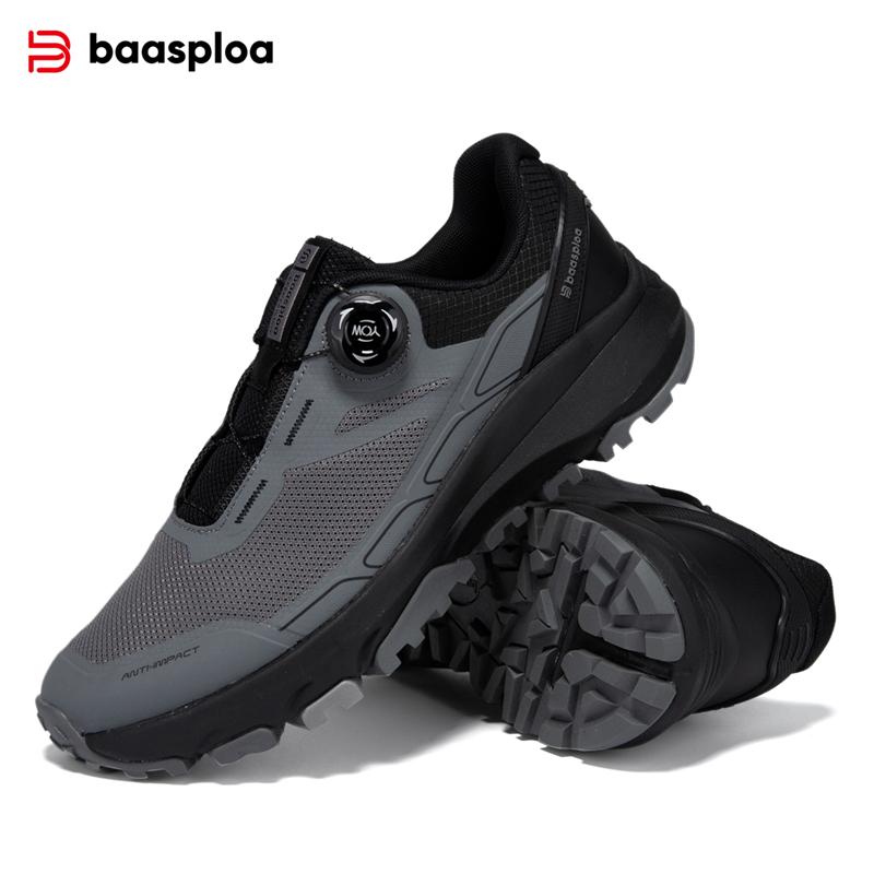 BAASPLOA Chaussures d'extérieur pour hommes avec boucle rotative, surface en maille, respirantes, antidérapantes, légères, chaussures de randonnée de marque pour hommes, baskets d'extérieur pour hommes