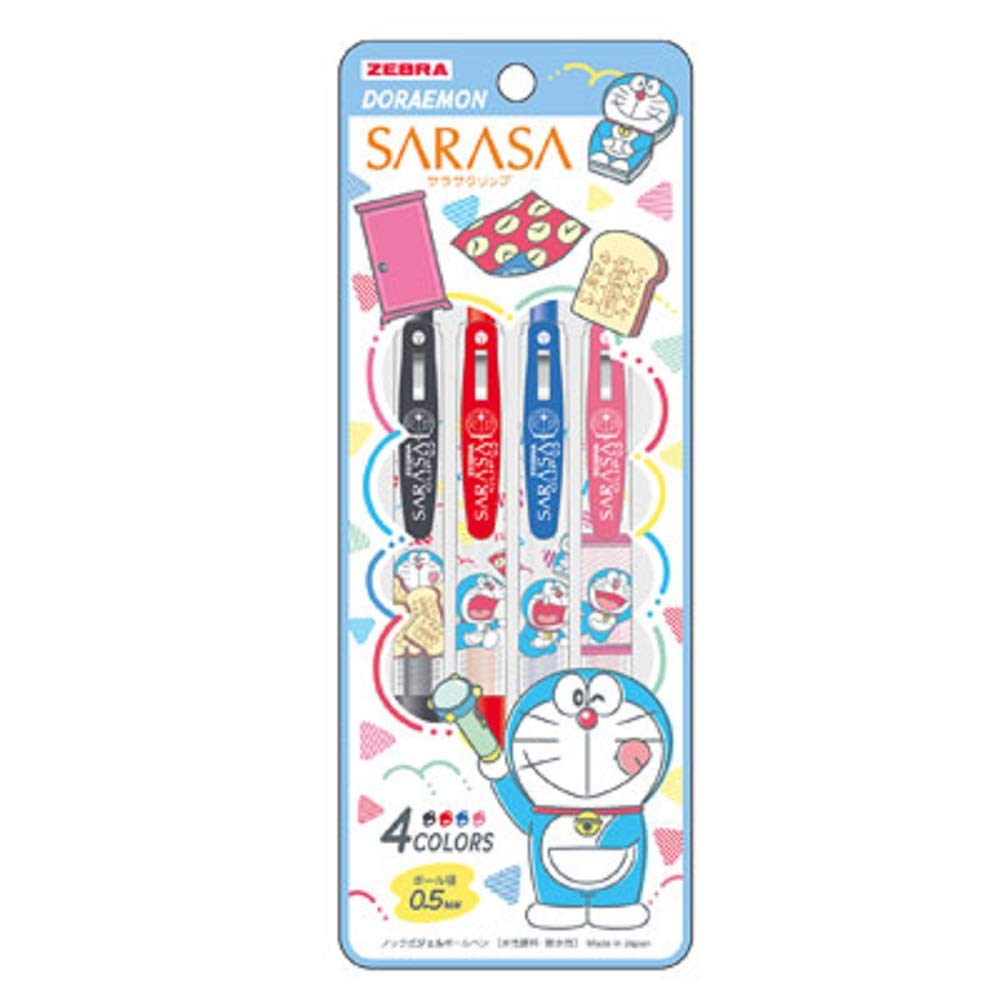Showa Note Doraemon Gel Ink Ballpoint Sarasa Pattern 860214005 Pen, Clip, 4-Color Set, A,