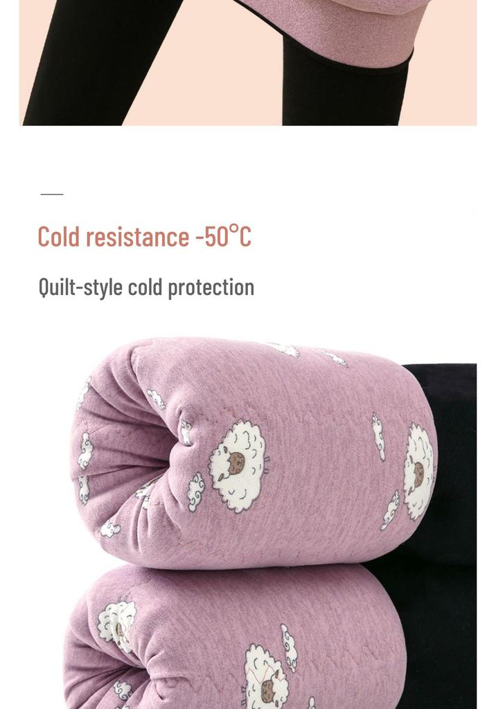 High-Waisted Women's Extra-Thick Fleece-Lined Thermal Wool Cotton Pants Plus Size
