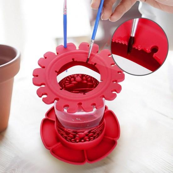 

Paintbrush Cleaner Detachable Flexible Silicone All-in-1 Paint Brush Cleaning Rinse Cup Art Supplies