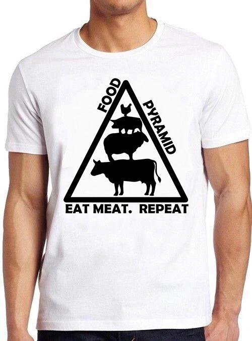 Eat Meat Repeat Food Pyramid Animal Funny Meme Cult Movie Gift Tee T Shirt M792 L