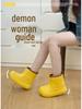 Korean-Style Chunky Heel High-Top Rain Boots for Women - Spliced Candy Color, Thick-Soled Rubber Shoes for All Seasons
