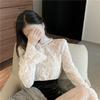 Lace Undershirt Women's Stand-Collar Autumn Winter Sweater Inner Wear Stylish Mesh Flared Sleeve Long-Sleeve Lace Top