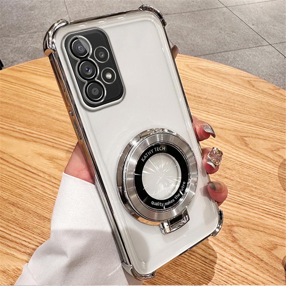 Transparent Plating Magnetic Bracket Phone Case For Samsung A13 A23 A33 A53 A73 A12 A22 A32 A52 A03 A52S Shockproof Soft Cover