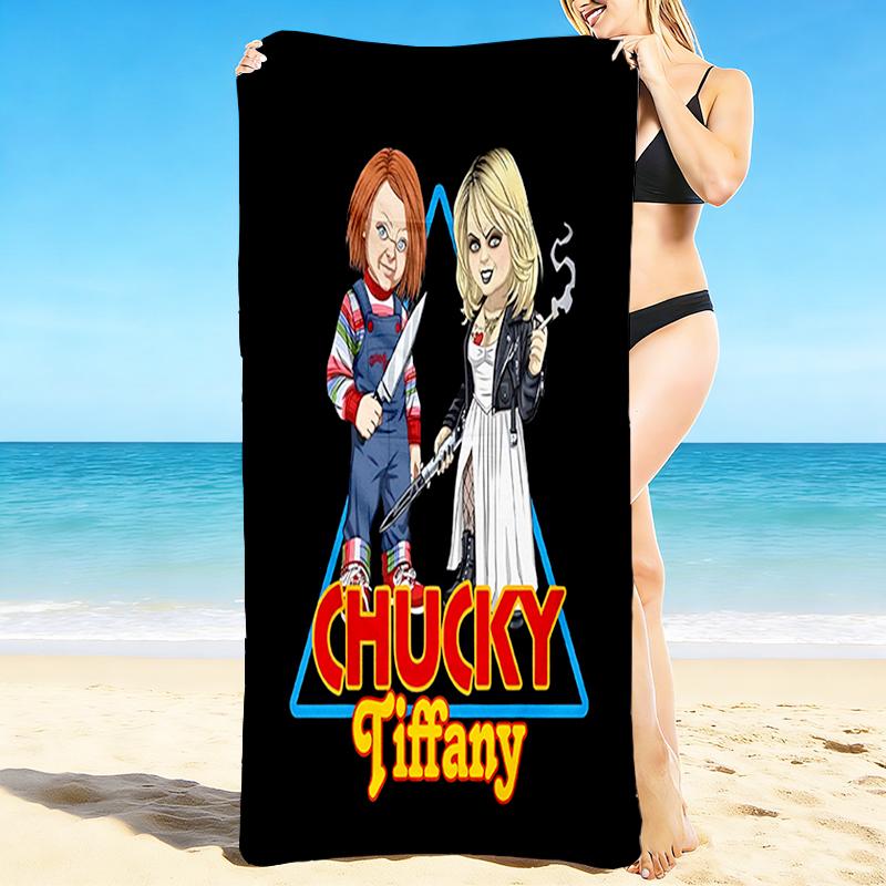 1Pc Chucky Tiffany'S Tale Beach Towel, Quick Dry, Multi-Use for Beach Pool Gym Yoga Home Travel, Christmas, Halloween, Xmas Gift M929217
