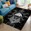Nordisches Wikingerkrieger Symbol Walhalla Valknut Rune Motto Teppich für Schlafzimmer Wohnzimmer Sofa Zuhause Fußmatte Dekor, Rutschfeste Bodenmatte